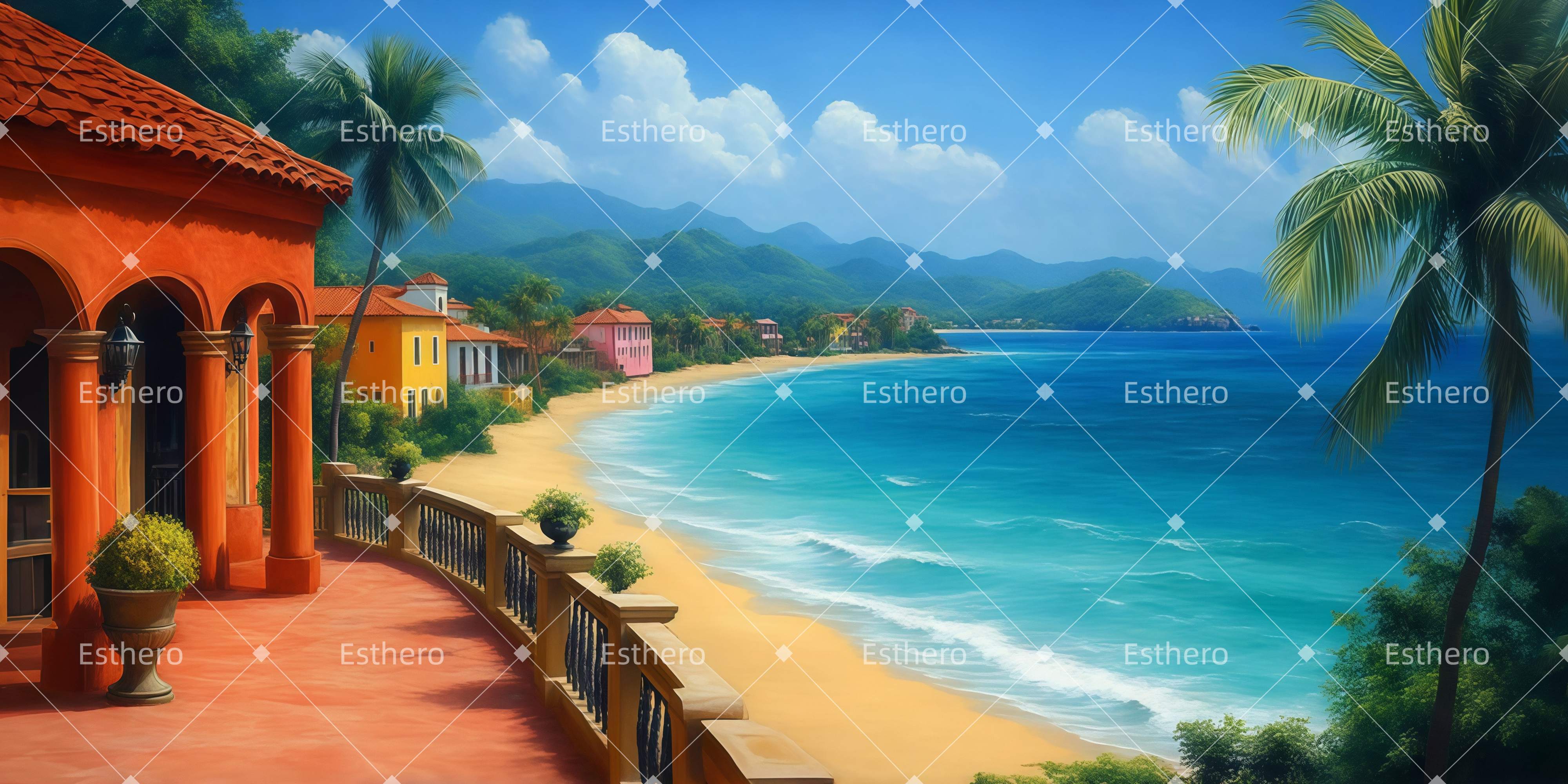 Fond de Scene Terrasse Baie Tropicale LXX511-T58