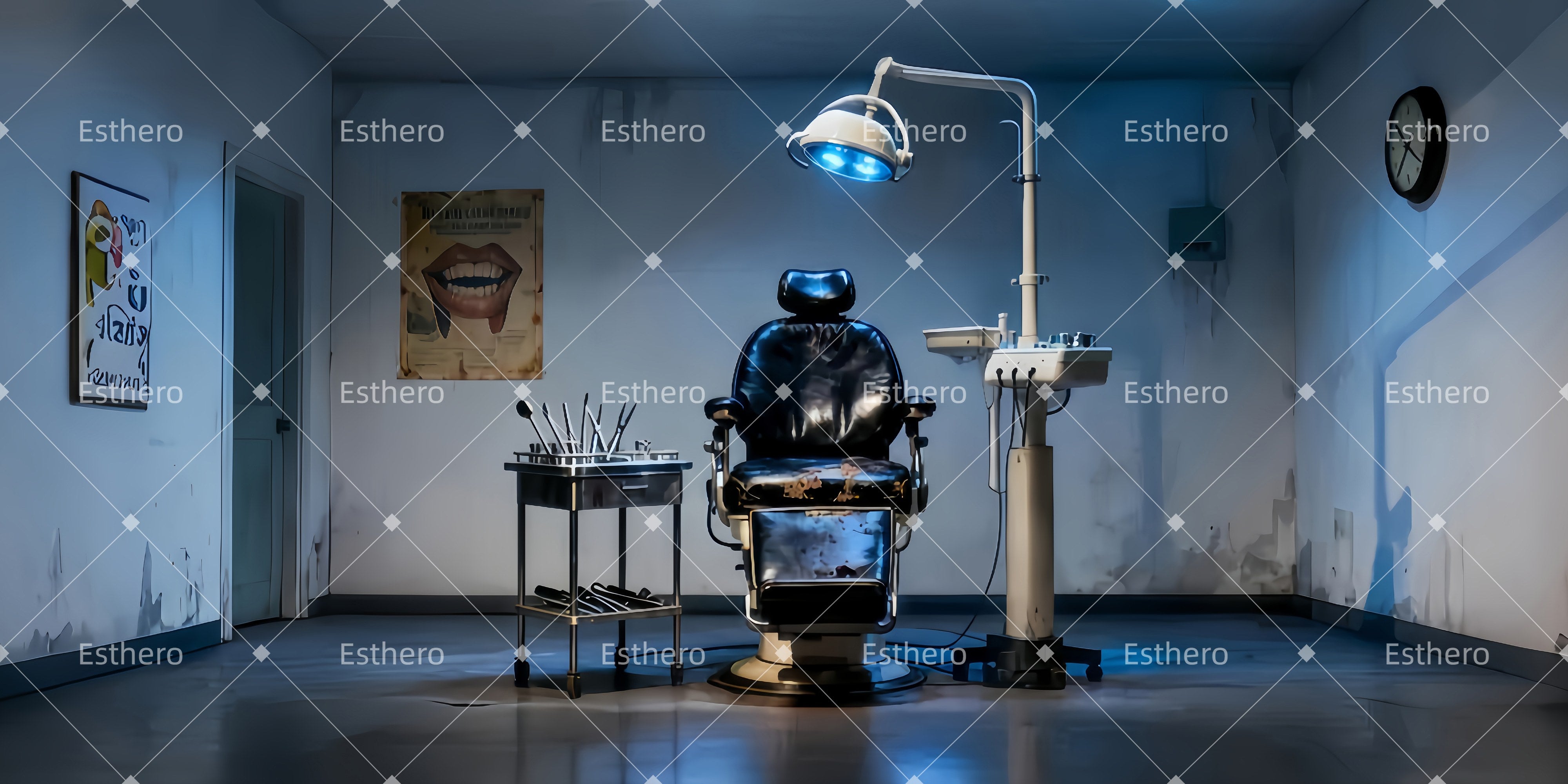 Toile de fond de Scene Salle Du Dentiste Effrayante LXX511-T7