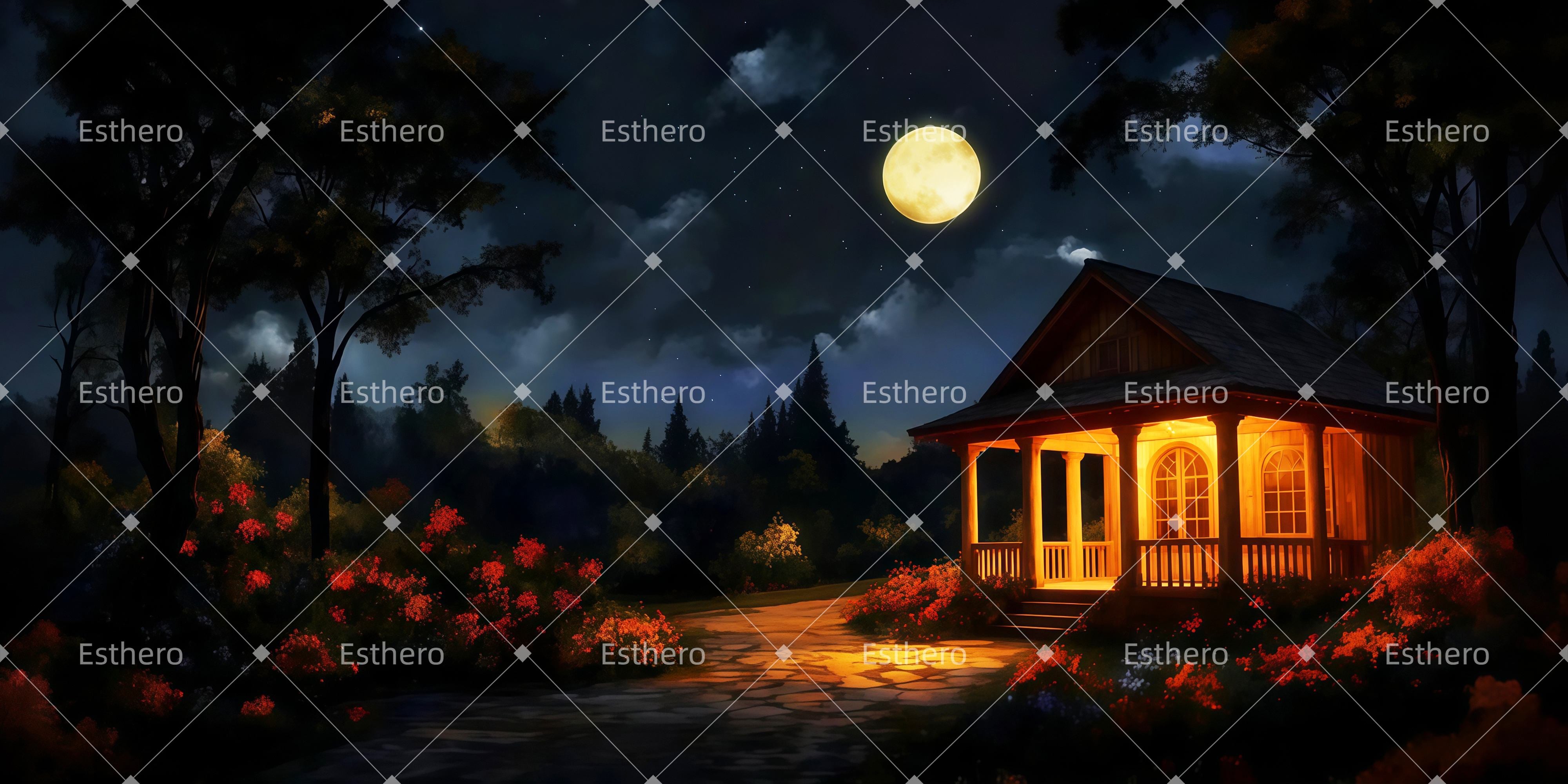 Fond de Scène Théâtre Maison De Jardin De Nuit LXX511-T75