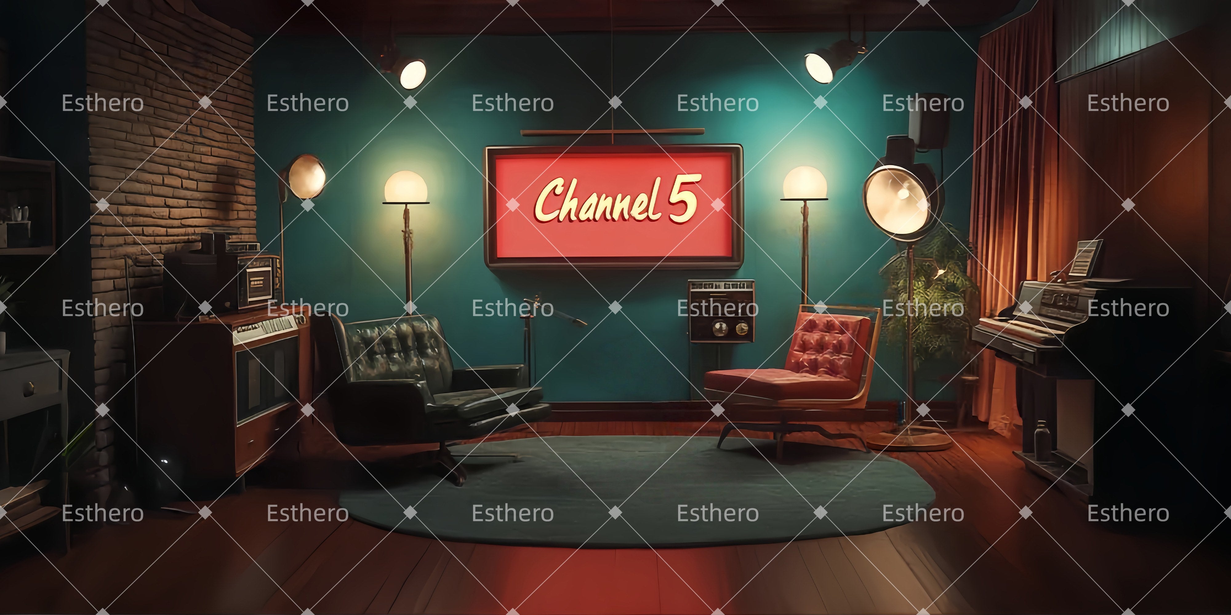 Toile de fond de Theatre Station Radio Rétro LXX511-T8