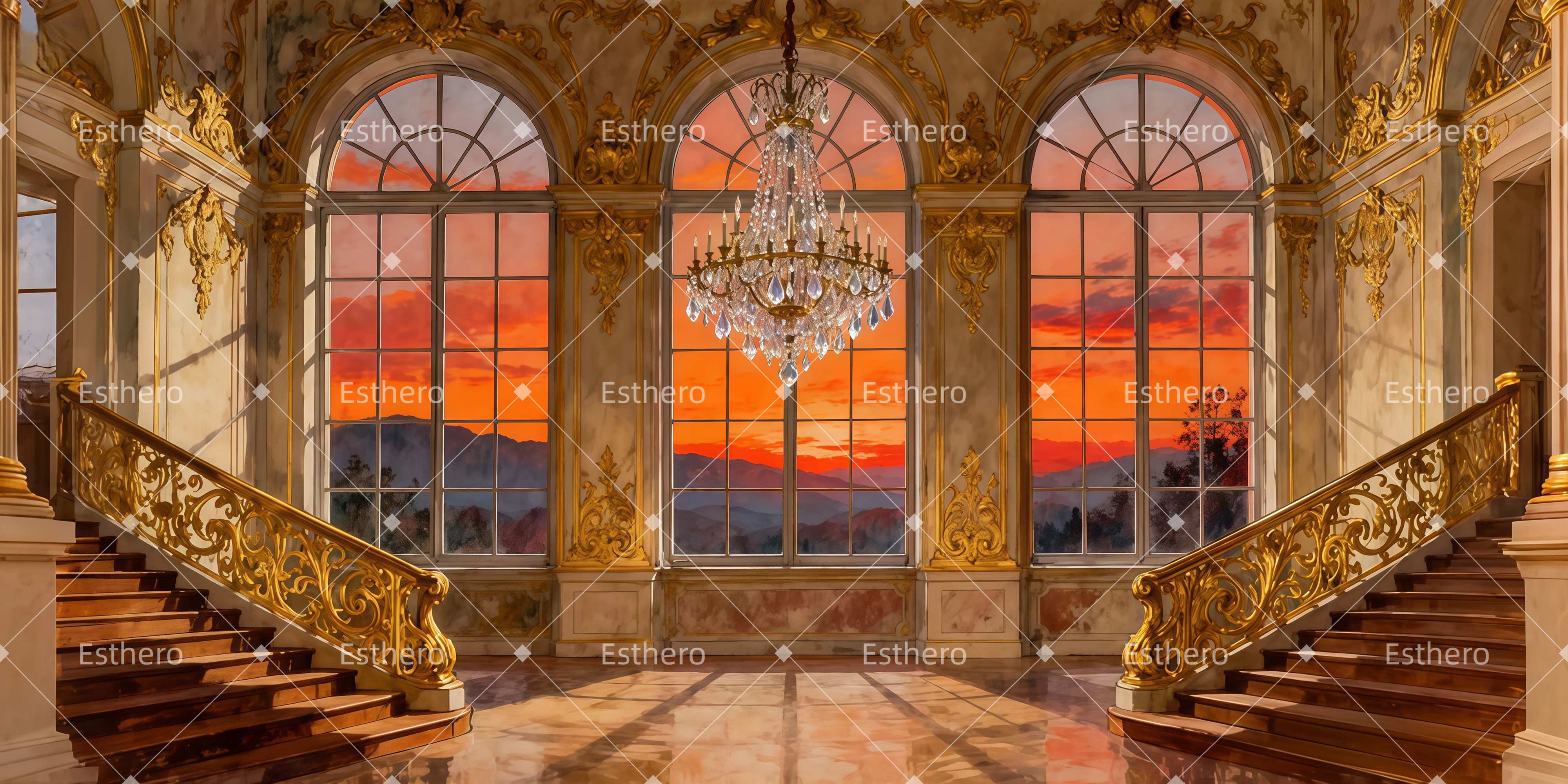 Fond de Scene Escalier En Marbre Royal LXX511-T87