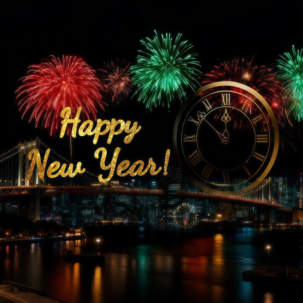 Fond pour le Nouvel An Feux d'artifice Minuit Compte à rebours Fond pour le réveillon du Nouvel An LXX512-1