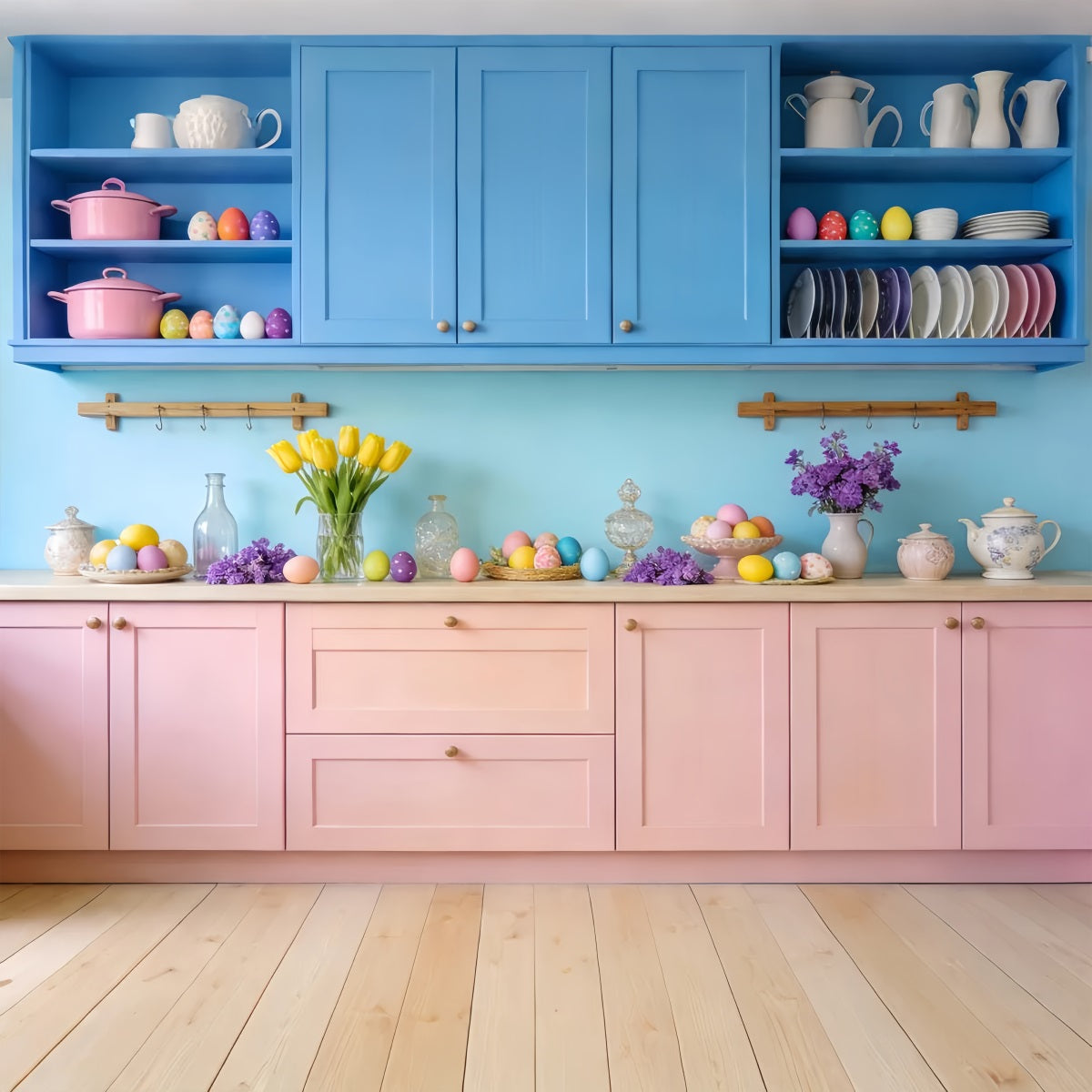 Fond de Pâques Pastel Cuisine Présentation d'œufs Fond rustique de Pâques LXX512-103