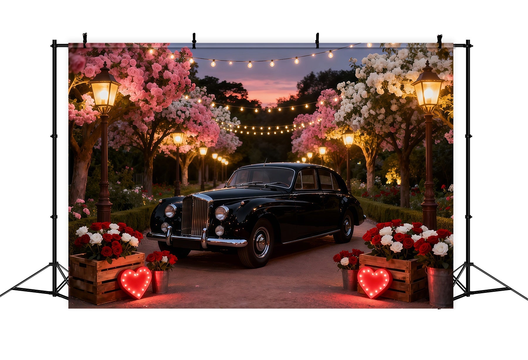 Fond de la Saint-Valentin Fleurs Camion vintage Romance Fond de roses rouges LXX512-151