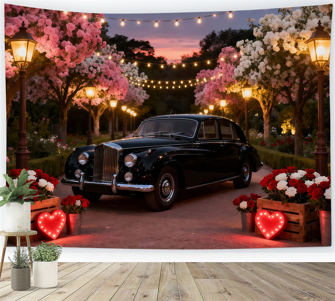 Fond de la Saint-Valentin Fleurs Camion vintage Romance Fond de roses rouges LXX512-151