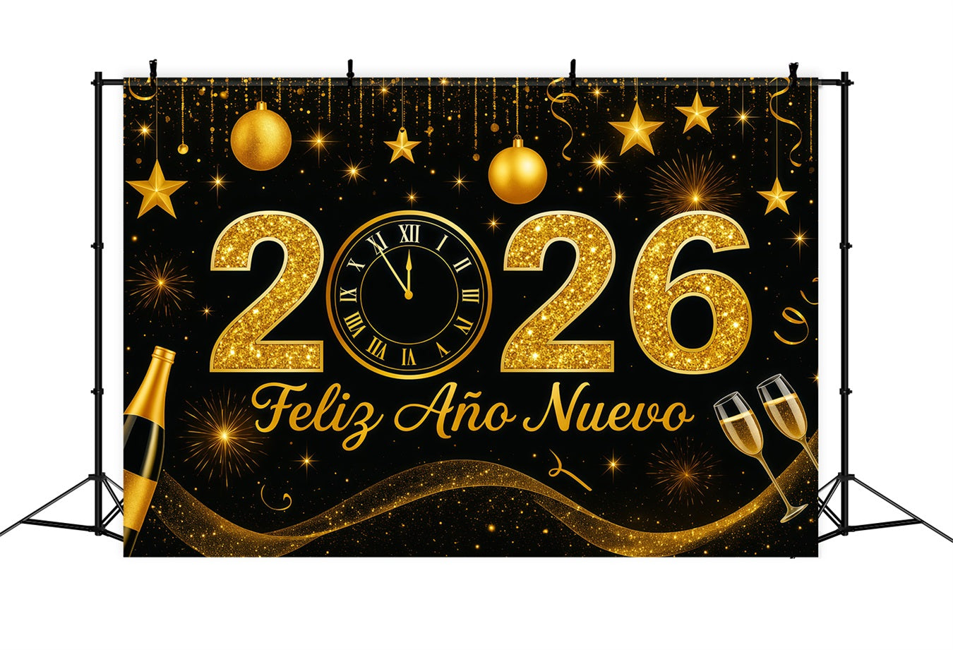 Fond pour le Nouvel An paillettes dorées compte à rebours champagne étincelant LXX512-20