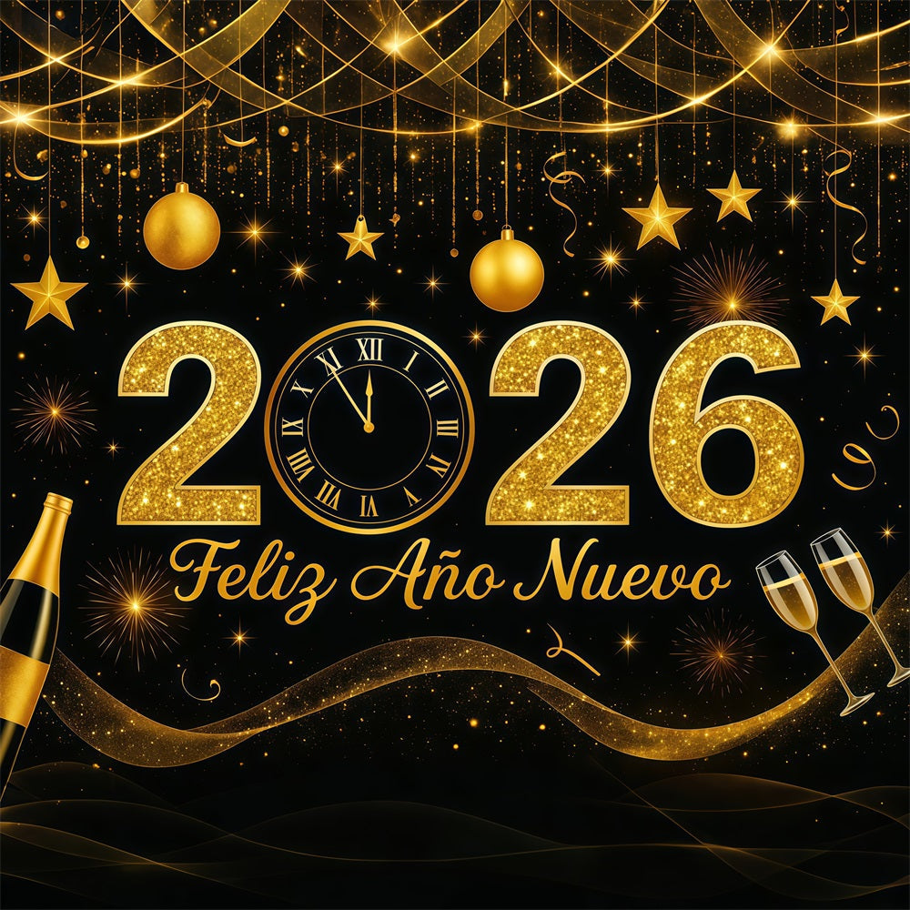 Fond pour le Nouvel An paillettes dorées compte à rebours champagne étincelant LXX512-20