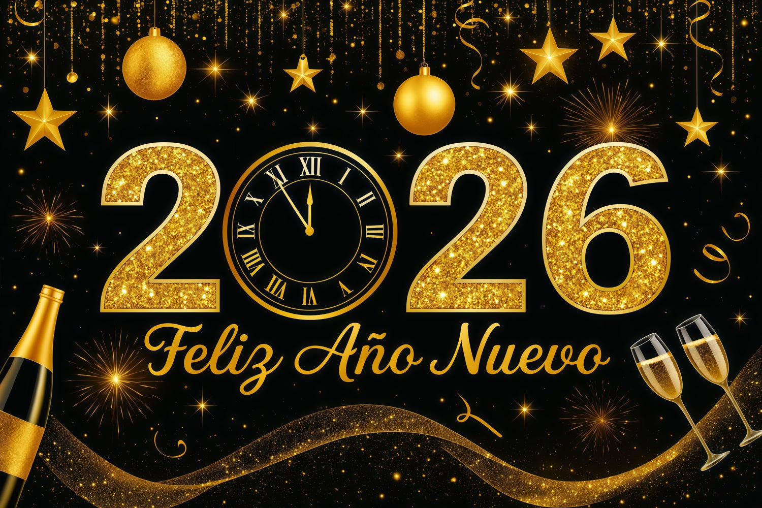 Fond pour le Nouvel An paillettes dorées compte à rebours champagne étincelant LXX512-20