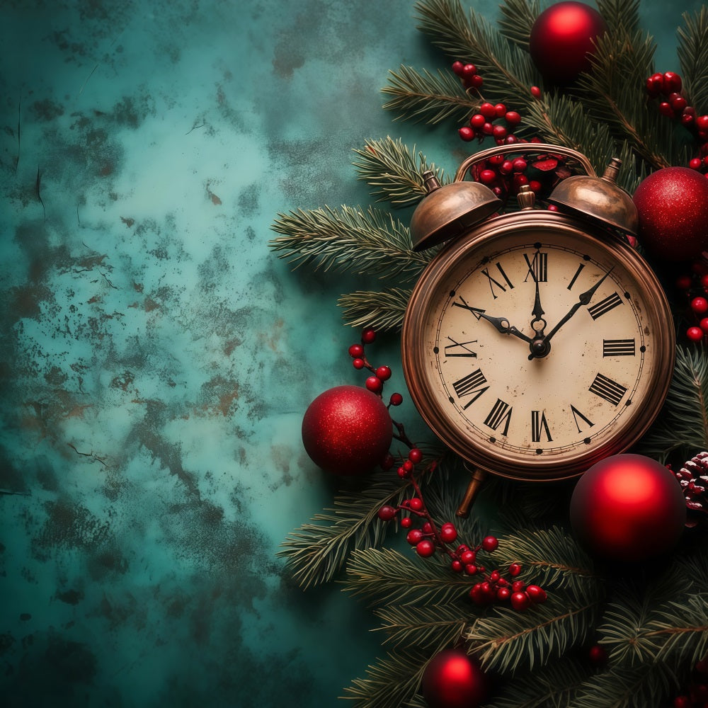 Fond pour le Nouvel An vintage compte à rebours accents festifs horloge fond photo LXX512-22