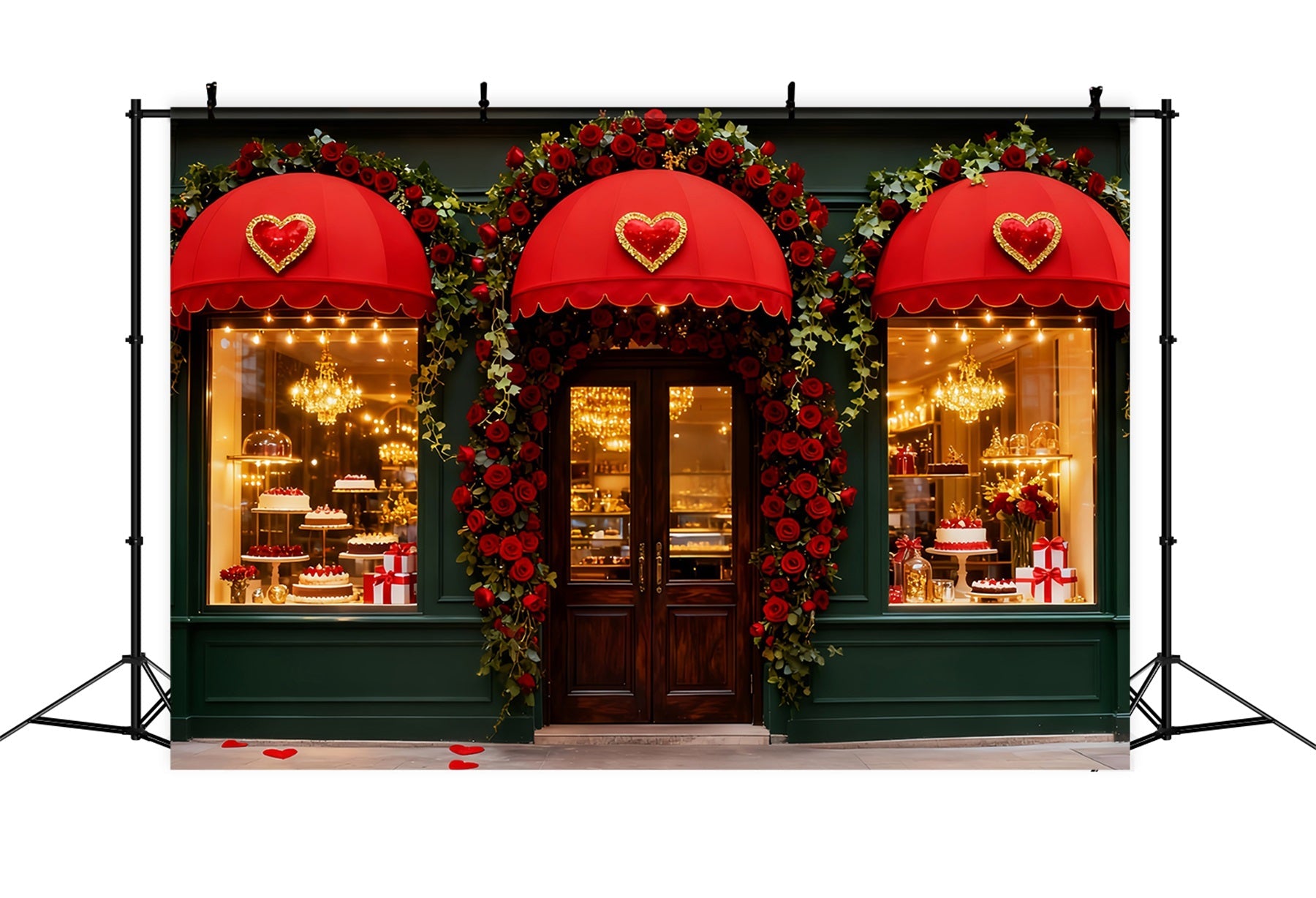 Fond romantique avec des roses et des cœurs Fond pour la Saint-Valentin avec une confiserie LXX512-67