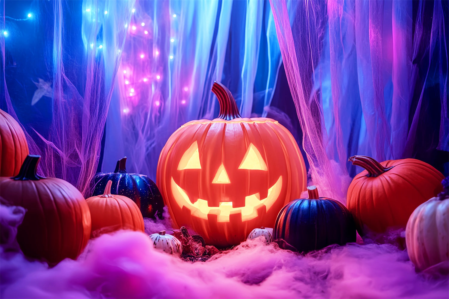 Toile de fond Photo Halloween Citrouille Magique et Brume LXX57-101