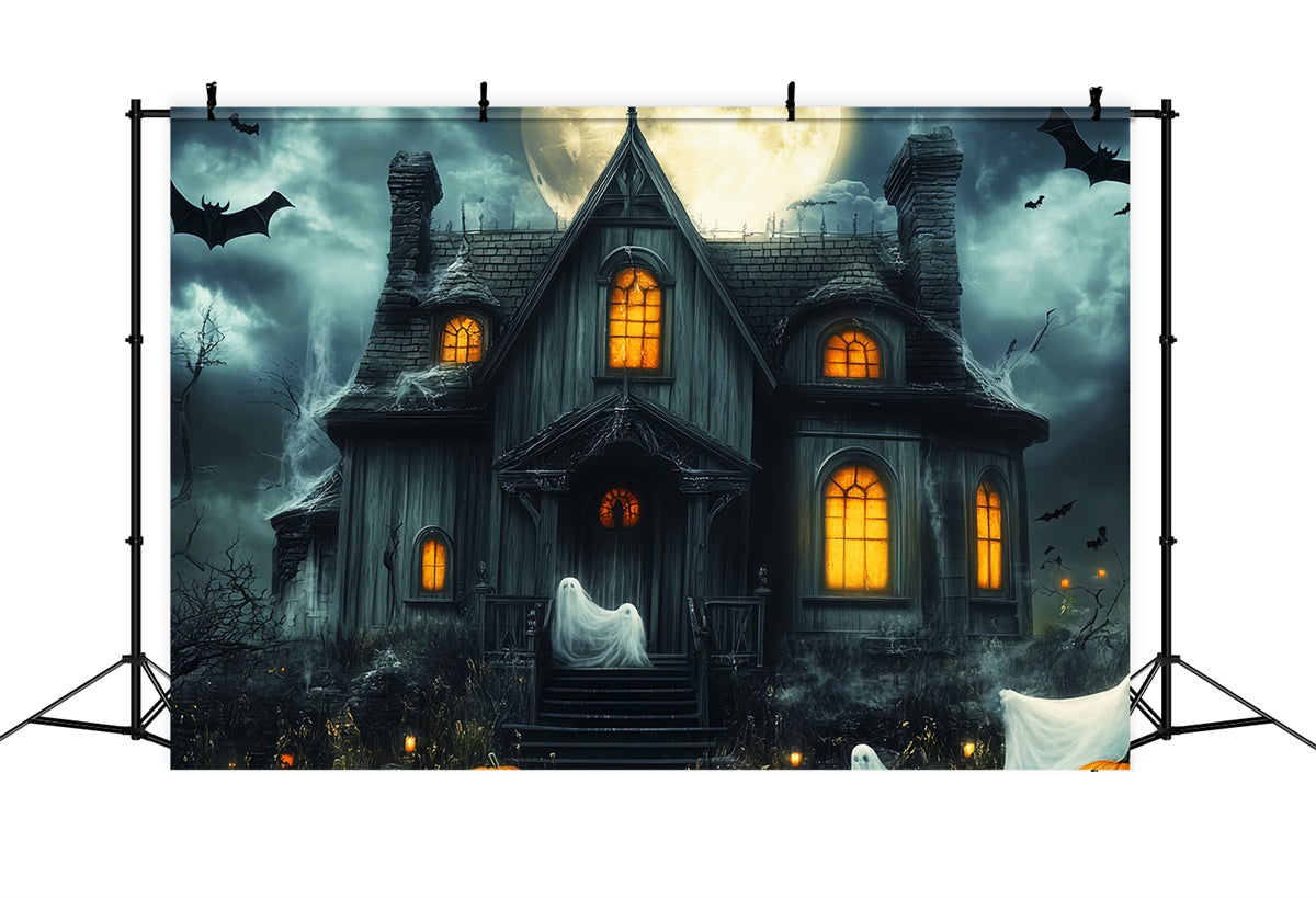 Toile de fond Halloween Défilé de Fantômes et Lune LXX57-104