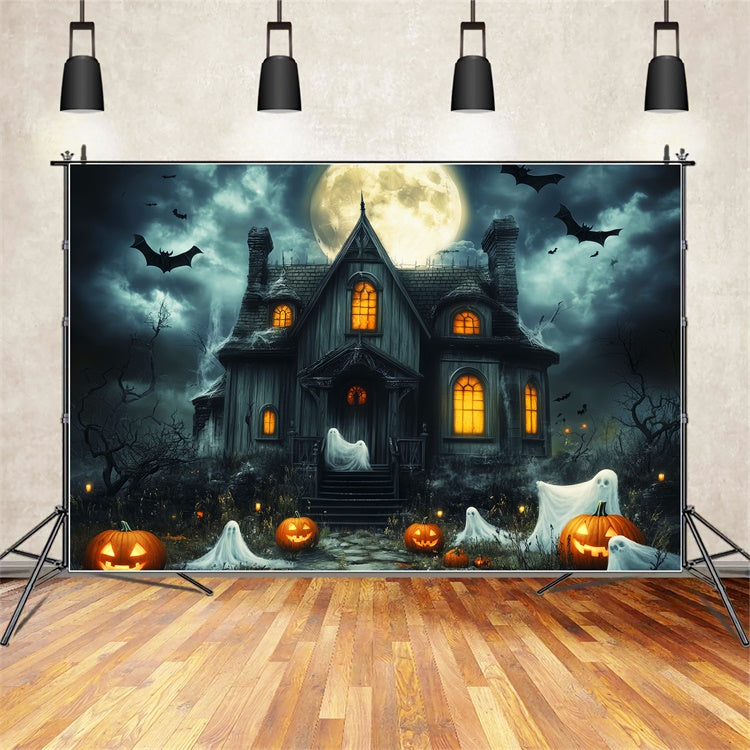 Toile de fond Halloween Défilé de Fantômes et Lune LXX57-104