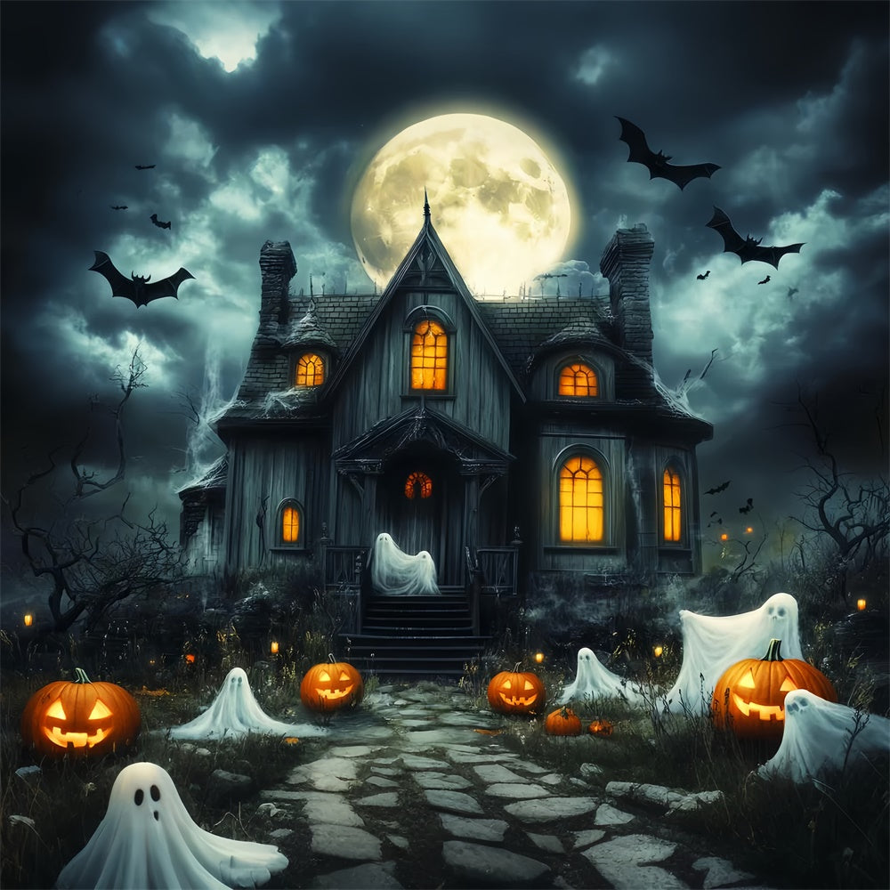 Toile de fond Halloween Défilé de Fantômes et Lune LXX57-104