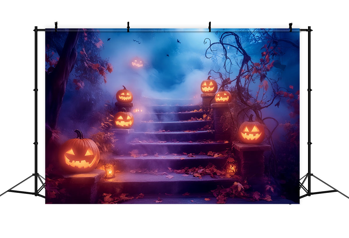 Toile de fond Photo Halloween Escalier Brillant aux Citrouilles LXX57-105