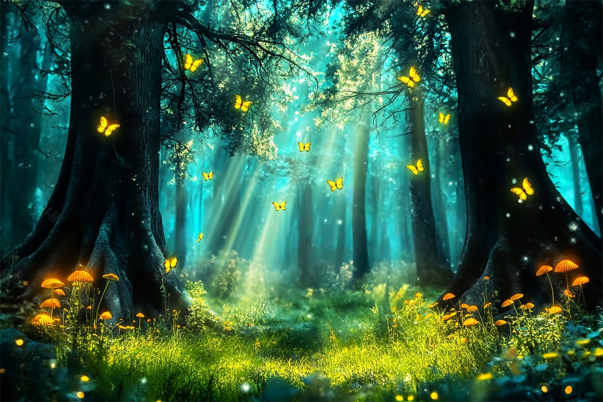 Toile de fond Photo Forêt Fantaisie Refuge Papillon Lumineux LXX57-114