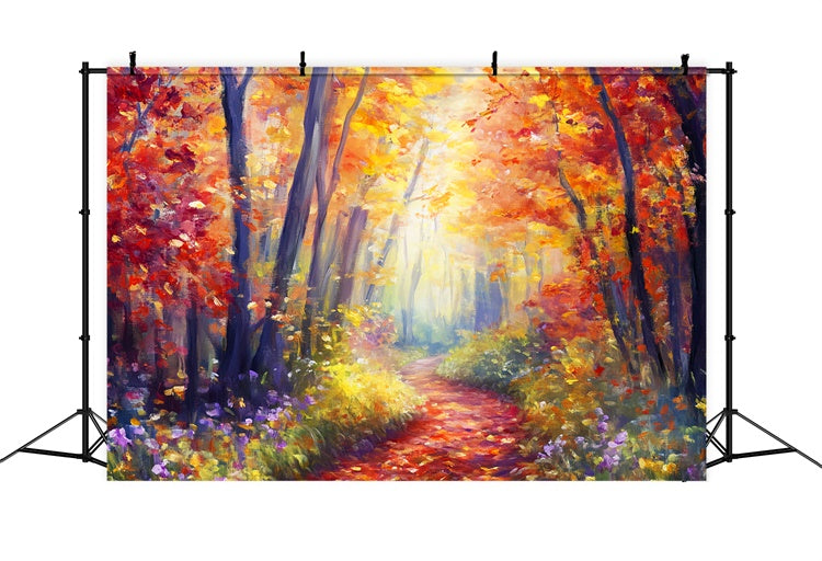 Toile de fond Photo Forêt Automne Promenade Feuille Dorée LXX57-118