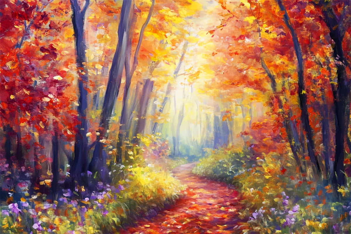 Toile de fond Photo Forêt Automne Promenade Feuille Dorée LXX57-118