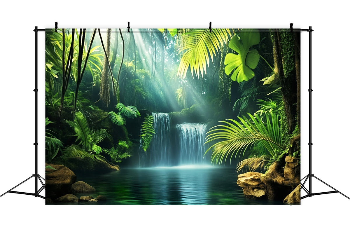 Toile de fond Forêt Jungle Cascade Émeraude LXX57-119