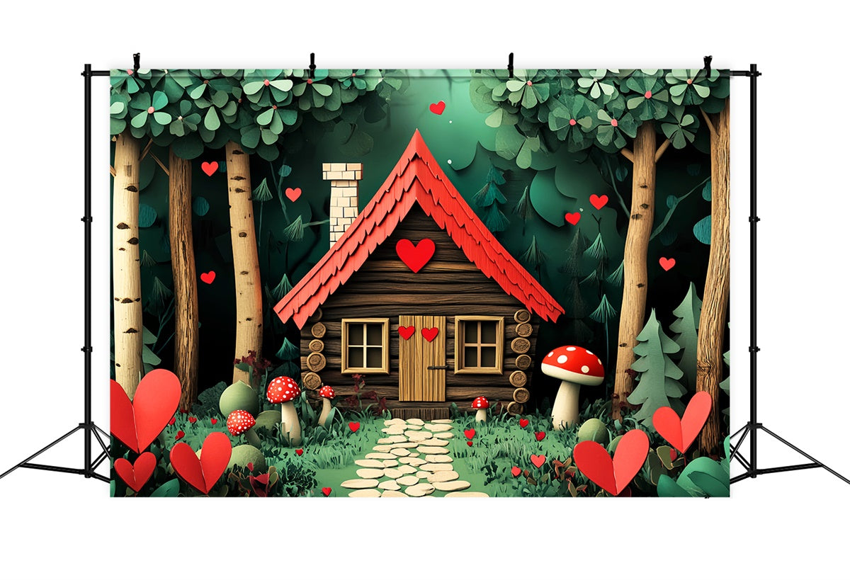 Toile de fond Photo Forêt Bois Chalet Cœur Fantaisie LXX57-122