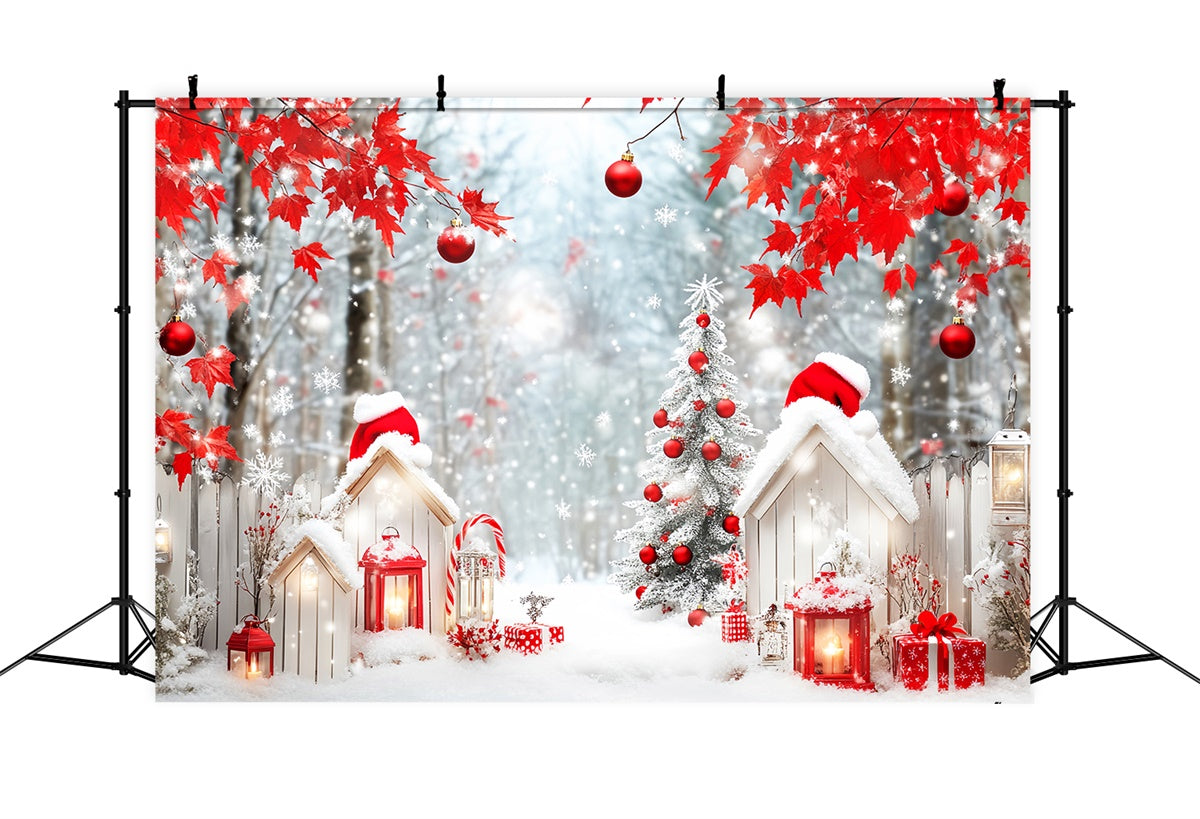 Toile de fond Photo Forêt Noël Érable Rouge Fête LXX57-124
