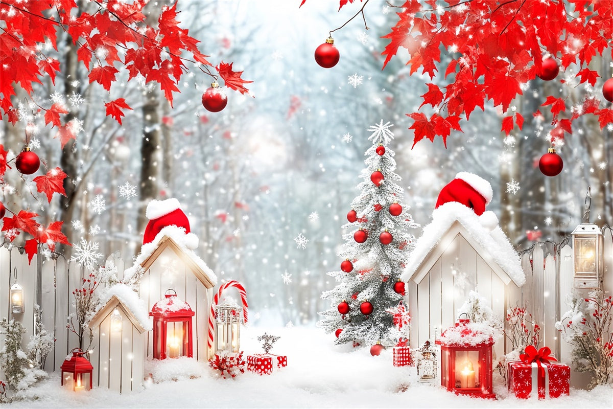 Toile de fond Photo Forêt Noël Érable Rouge Fête LXX57-124