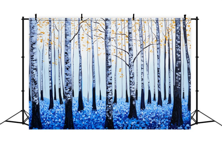 Toile de fond Forêt Photo Bouleau Pétale Bleu LXX57-127