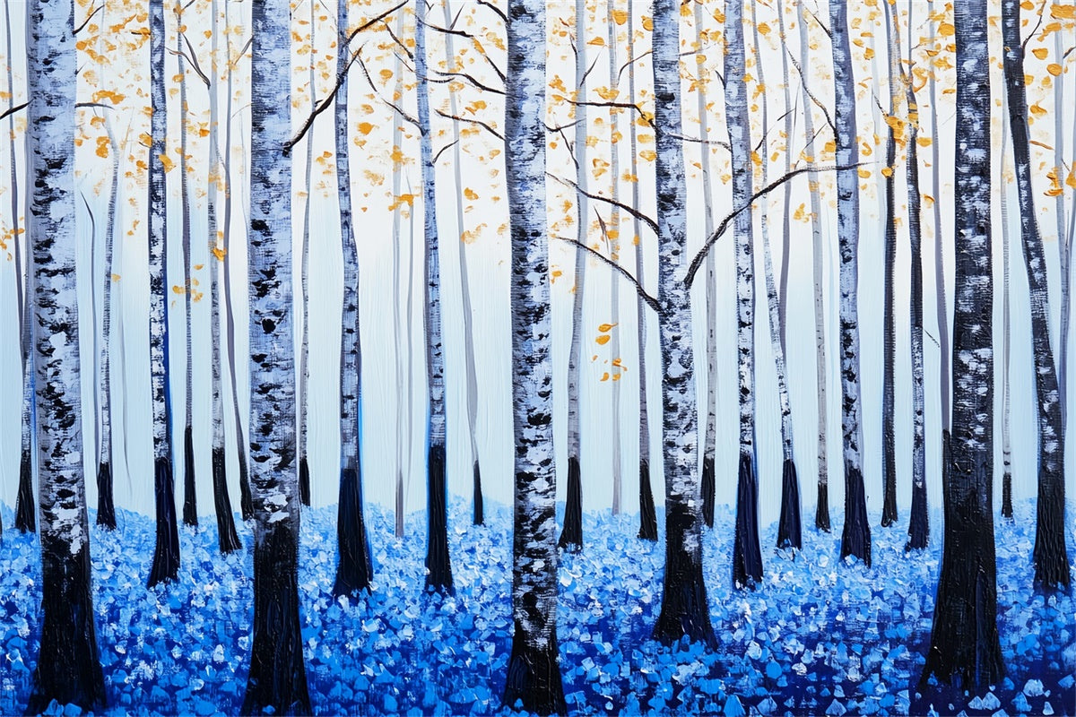 Toile de fond Forêt Photo Bouleau Pétale Bleu LXX57-127