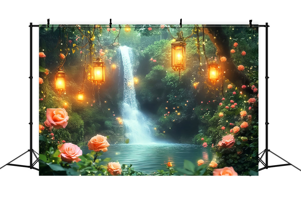 Toile de fond Forêt Fantaisie Cascade Jardin Lumineux LXX57-131