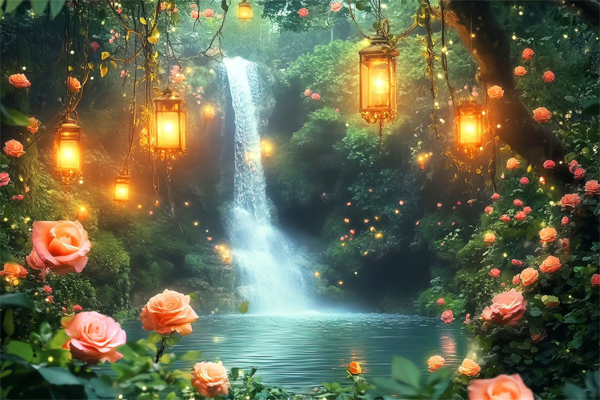 Toile de fond Forêt Fantaisie Cascade Jardin Lumineux LXX57-131