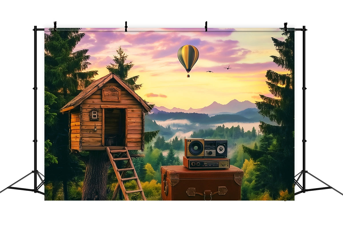 Toile de fond Forêt Ballon Vol Crête Pin LXX57-135