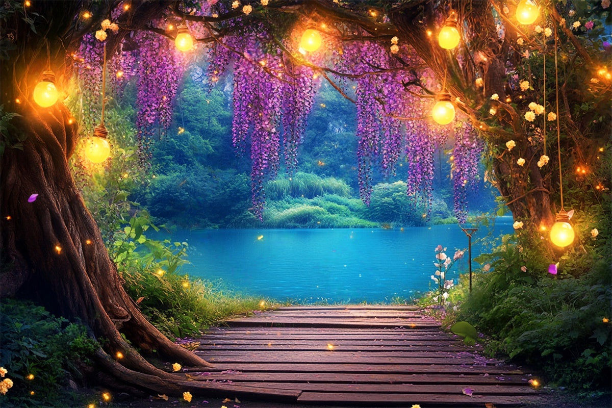 Toile de fond Forêt Photographie Lac Rêve Wisteria LXX57-139