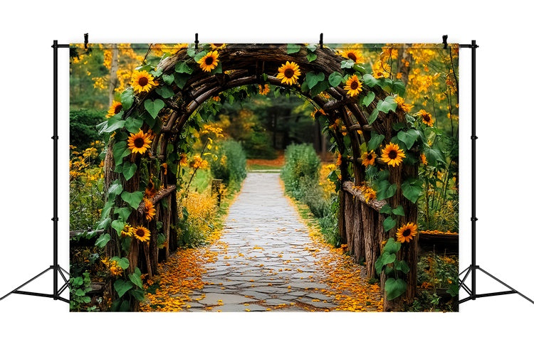 Toile de fond Automne Arche Tournesols Jardin Promenade LXX57-146