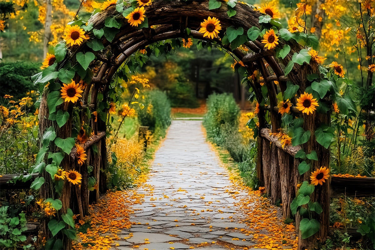 Toile de fond Automne Arche Tournesols Jardin Promenade LXX57-146