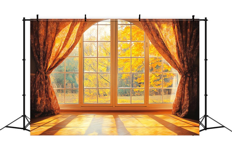 Toile de fond Photo Automne Vue Fenêtre Érable Doré LXX57-148
