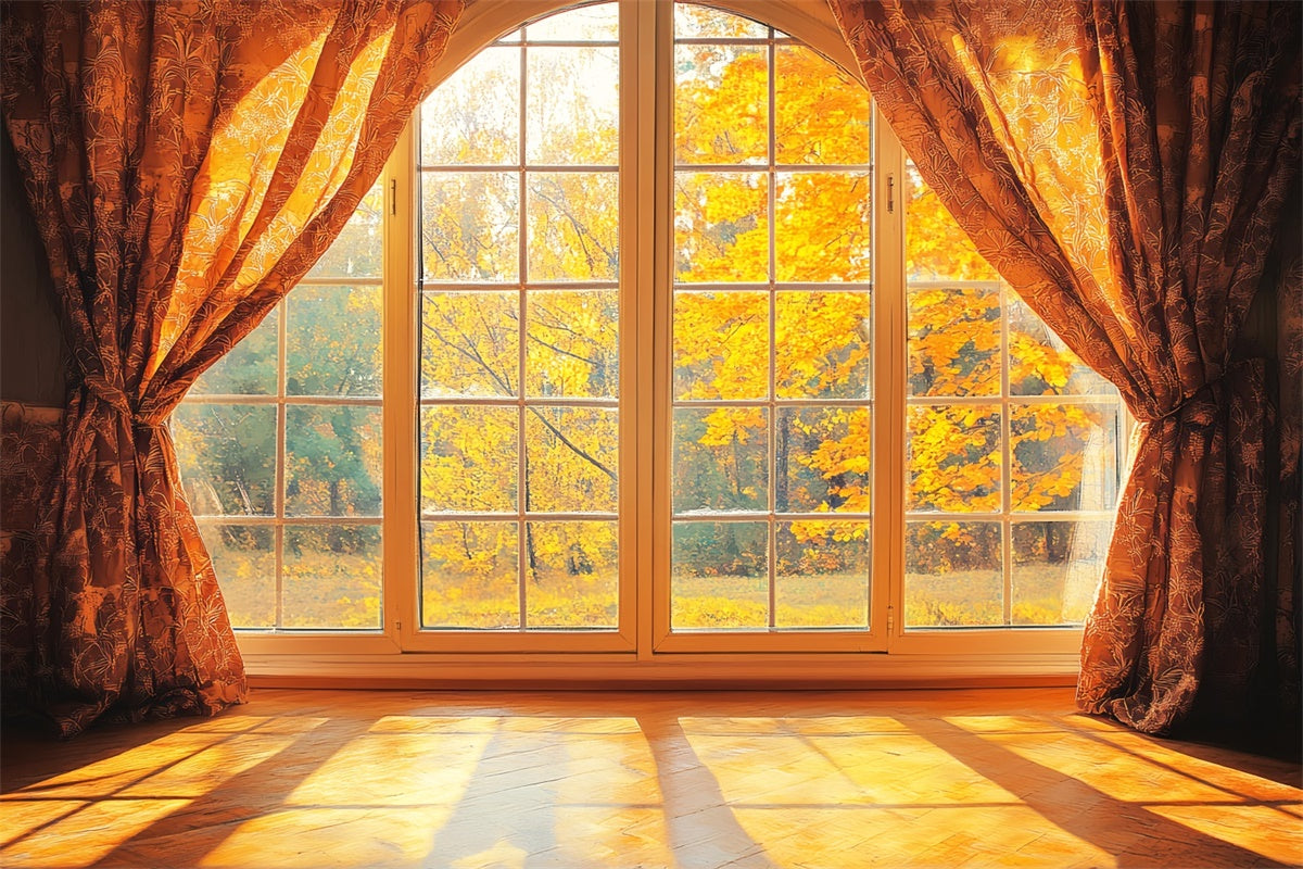 Toile de fond Photo Automne Vue Fenêtre Érable Doré LXX57-148
