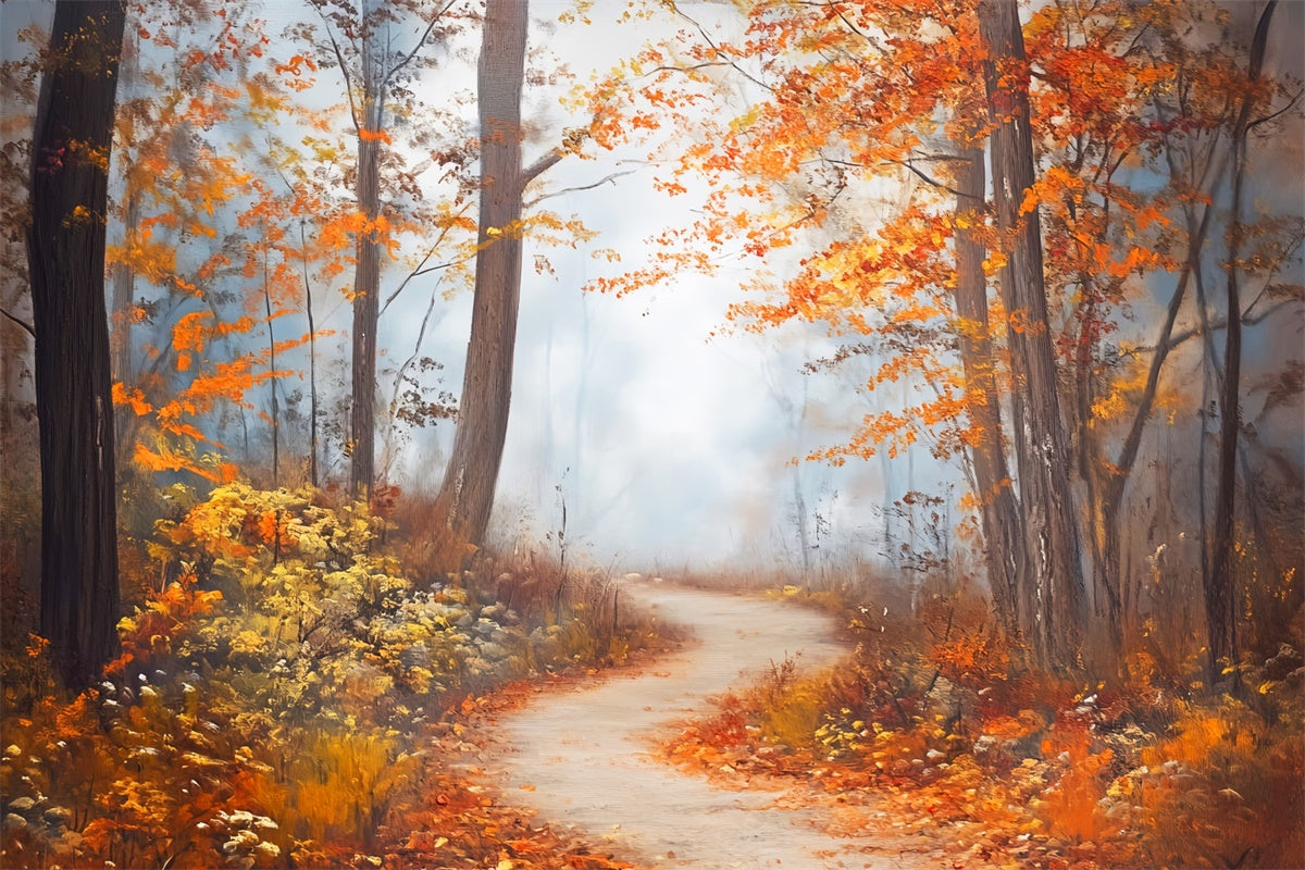 Toile de fond Automne Sentier Brumeux Érable LXX57-152