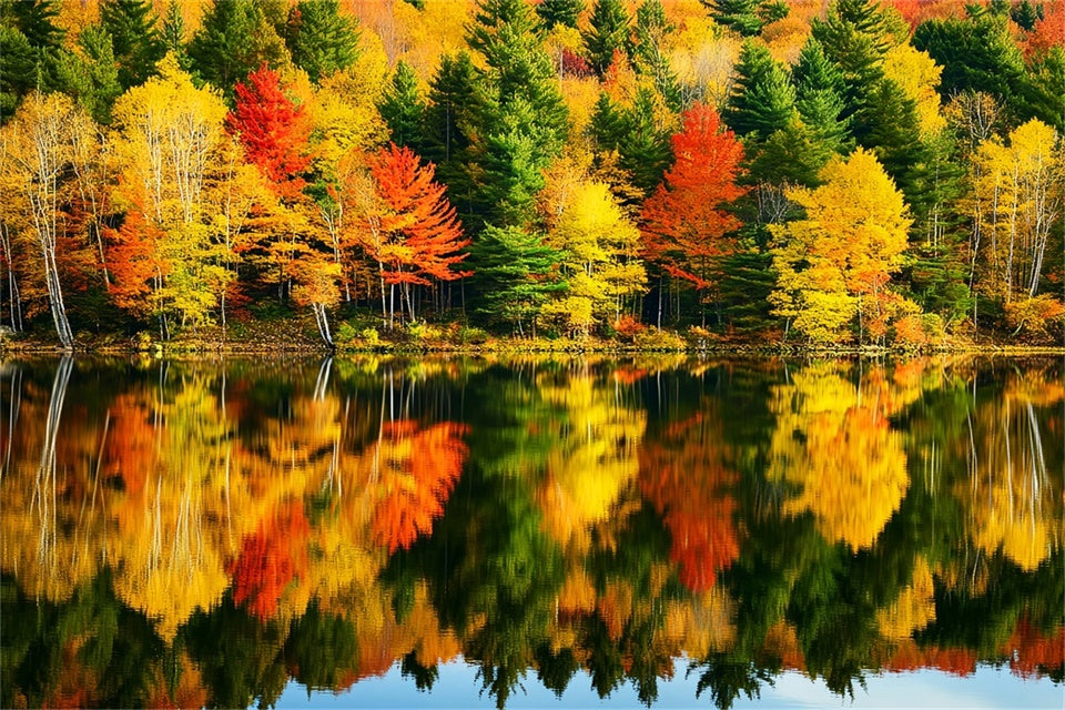 Toile de fond Automne Scène Lac Rayonnante Forêt LXX57-156