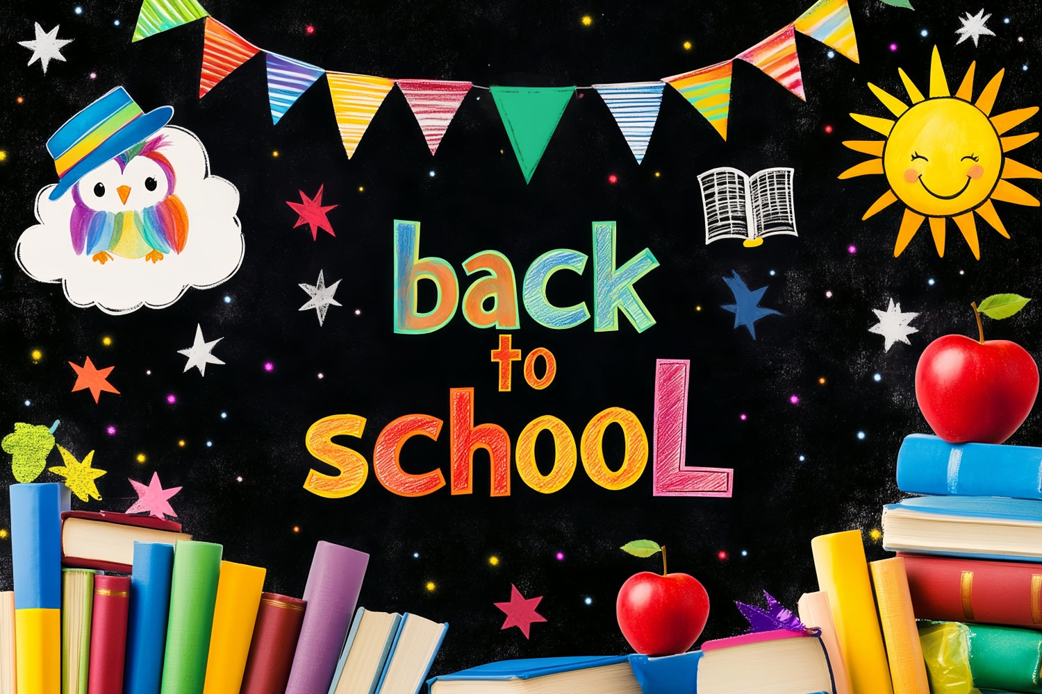Toile de fond Rentrée des Classes Bannière Scolaire Amusante LXX57-16