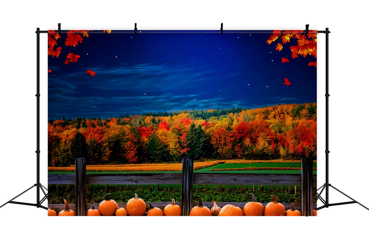 Toile de fond Automne Champ Étoilé Ferme LXX57-163