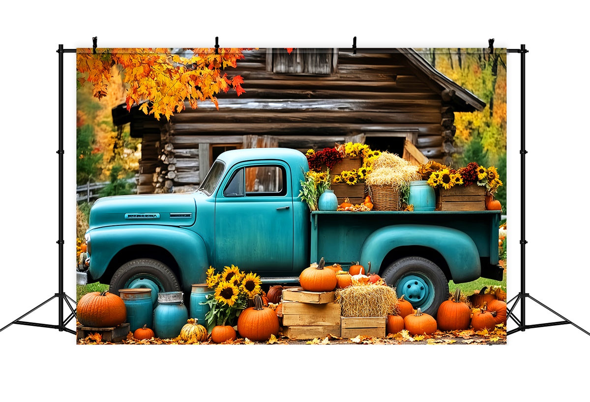 Toile de fond Photo Automne Cabane Récolte Camion LXX57-172