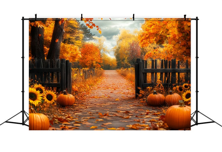 Toile de fond Photo Automne Clôture Rustique Récolte Forêt LXX57-181