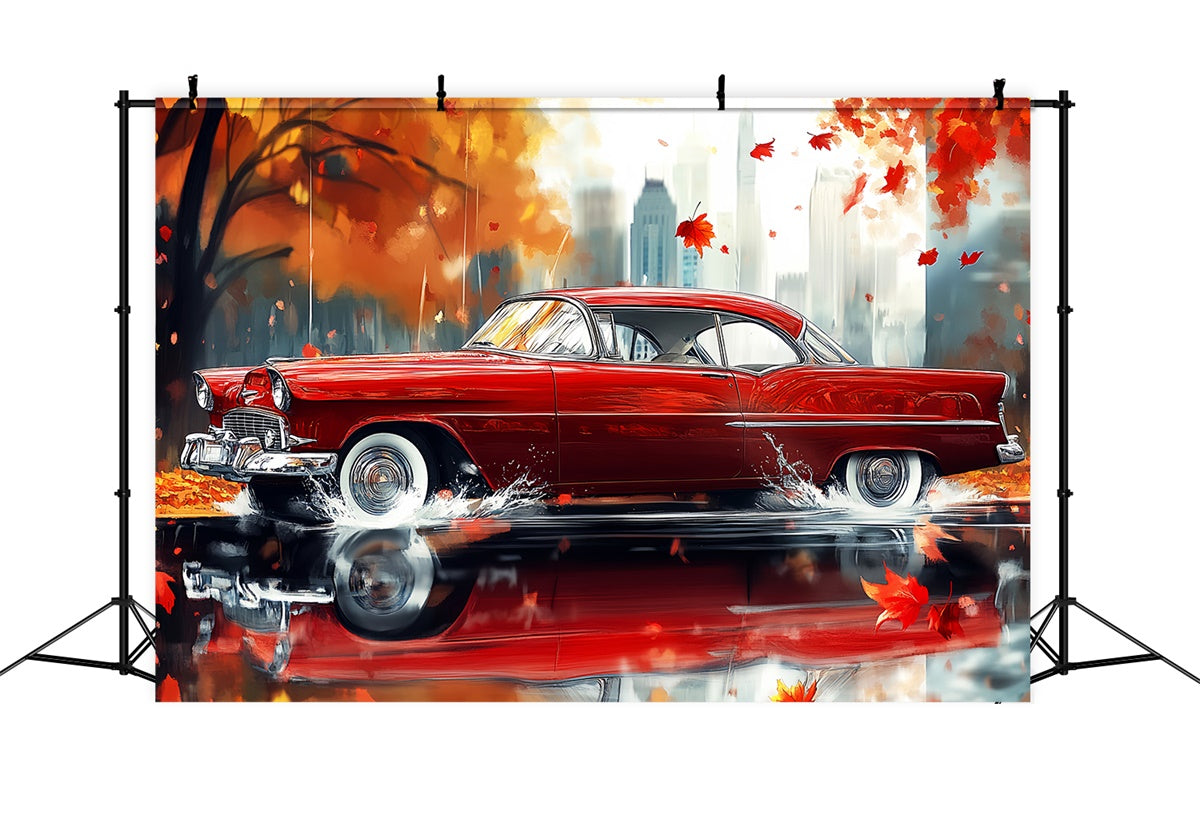 Toile de fond Photo Automne Voiture Vintage Lumière Urbaine LXX57-182