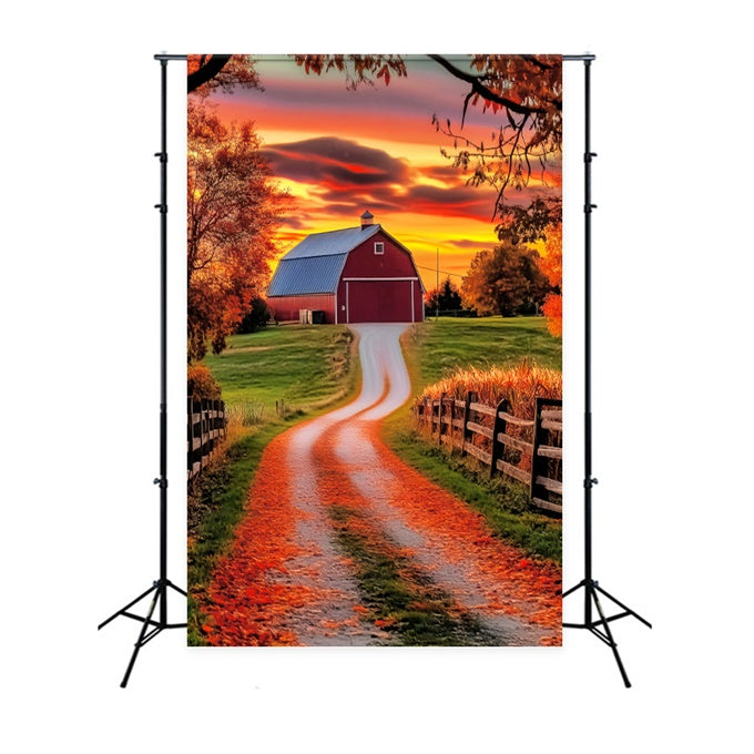 Toile de fond Photo Automne Grange Rustique Lumière Crépuscule LXX57-184