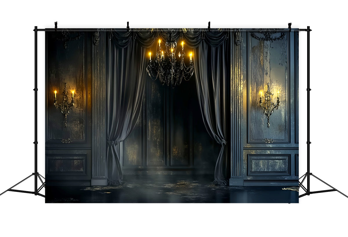 Toile de fond Vintage Baroque Velours Noir Bougies LXX57-188