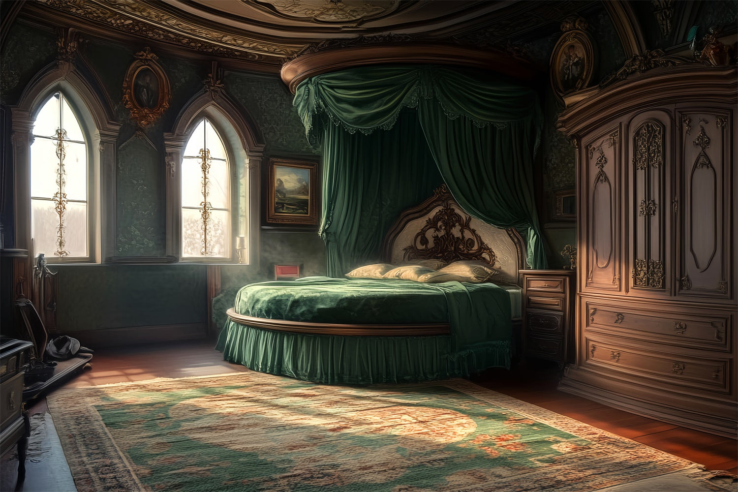 Toile de fond Vintage Chambre Émeraude Régale Victorienne LXX57-204