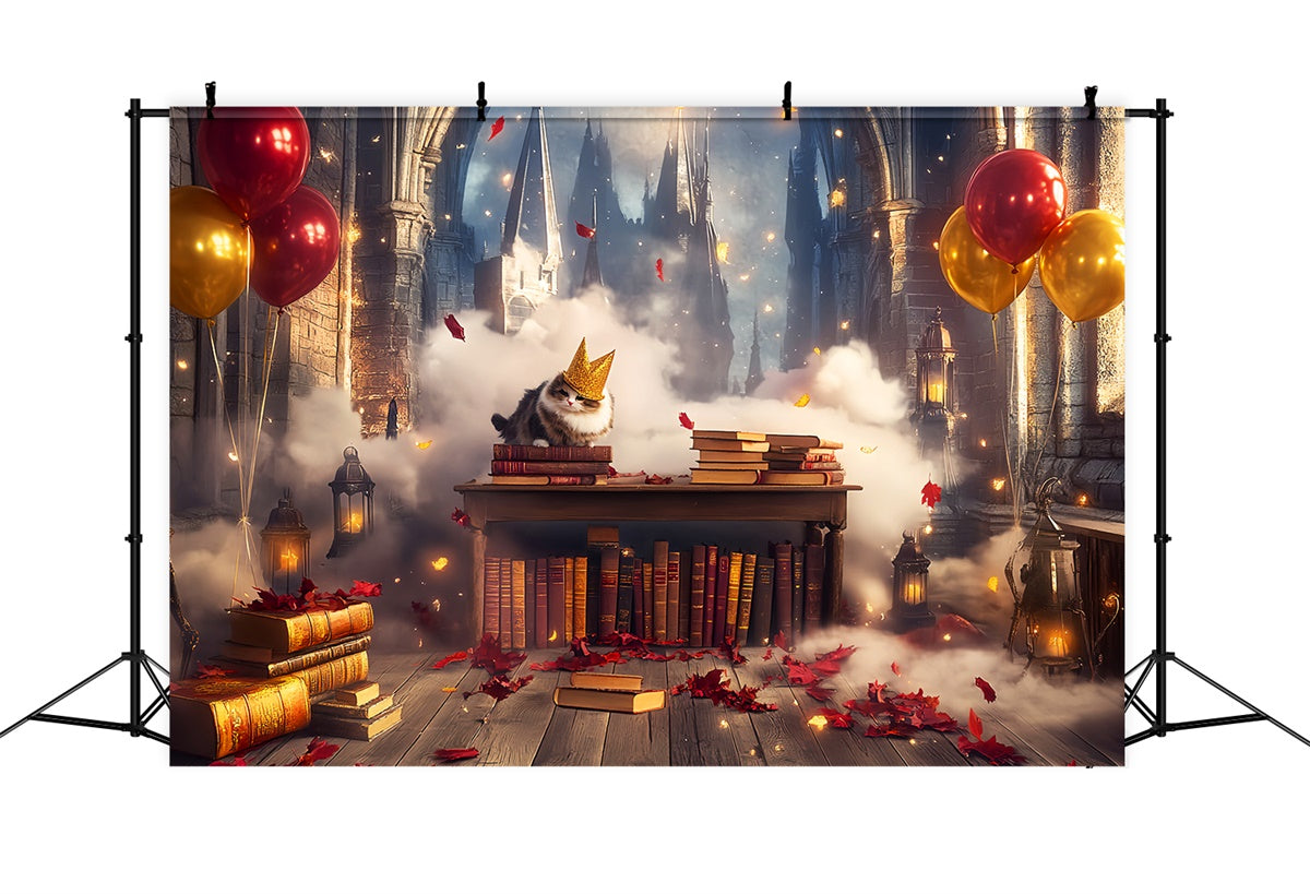 Toile de fond Vintage Bibliothèque Château Fantaisie LXX57-219