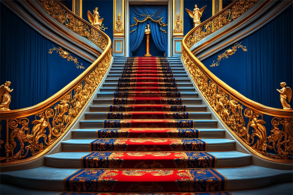 Toile de fond Vintage Escalier Bleu Royal Grandiose LXX57-234