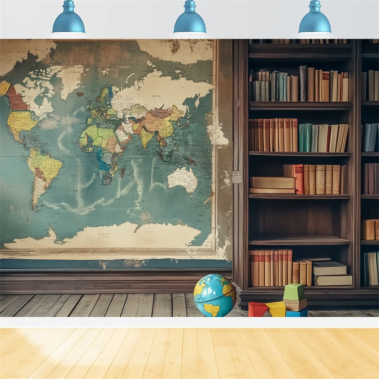 Toile de fond Rentrée des Classes Salle d’Étude Carte Vintage LXX57-24