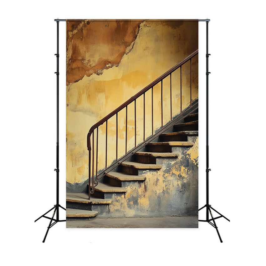 Toile de fond Portrait Mur Rouille Rail Vieilli Tissu LXX57-277